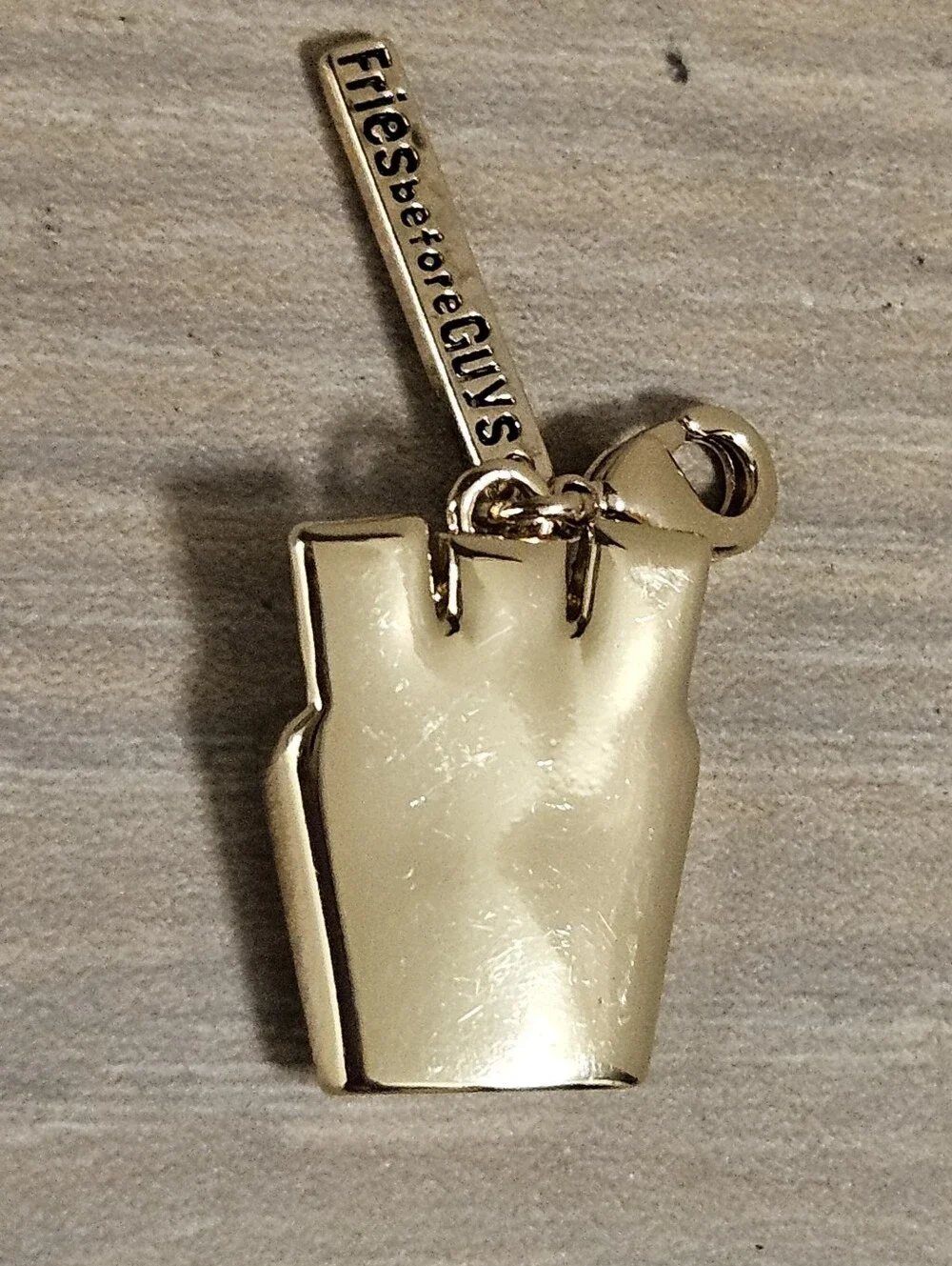Fries Before Guys Austrian Crystal Charm Pendant Gold Tone